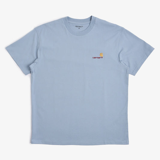 Carhartt WIP American Script T-Shirt, Frosted Blue, Detail Shot 1