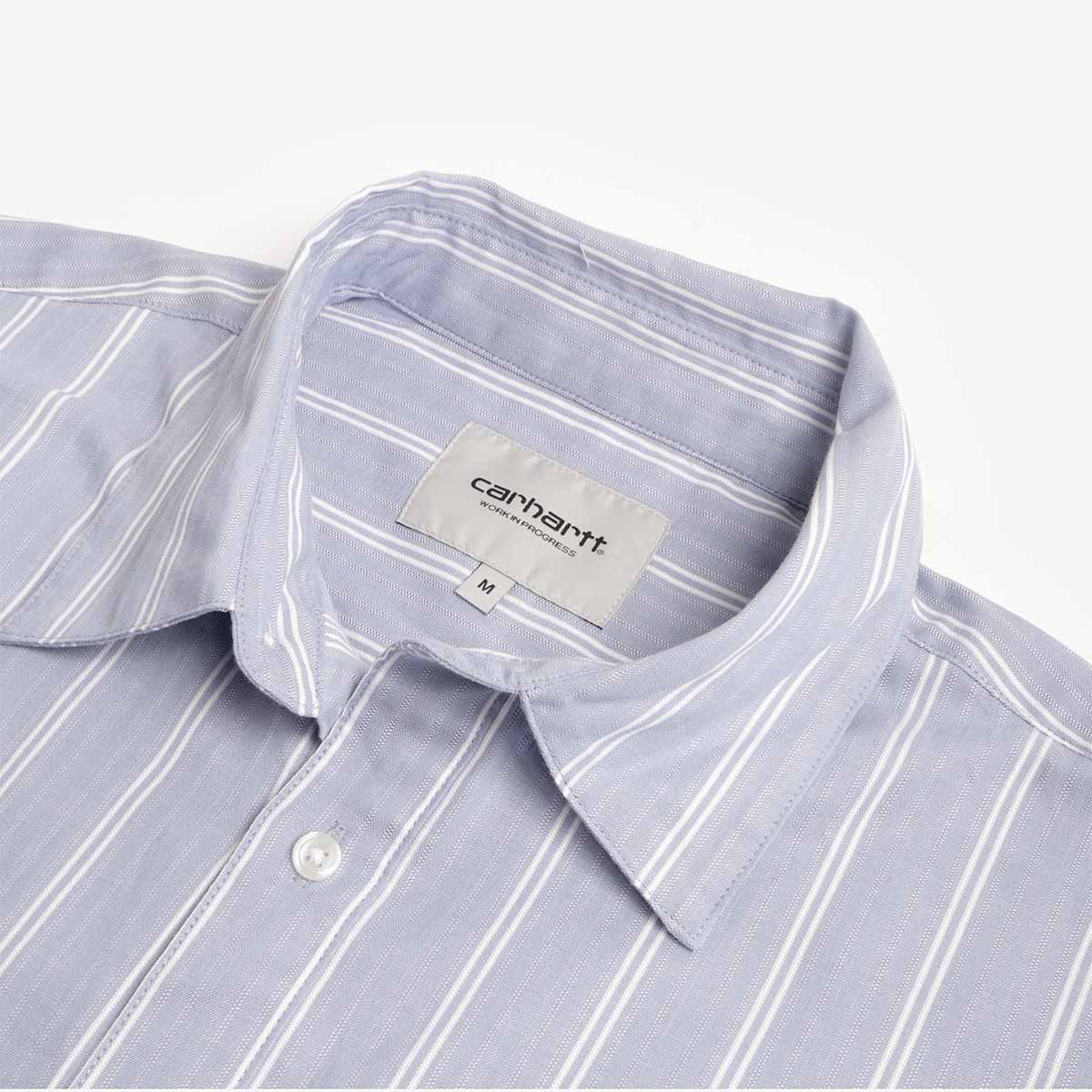 main Carhartt WIP Beale Shirt, Beale Stripe Gentle Blue White, Detail Shot 3