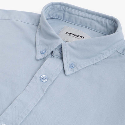Carhartt WIP Bolton Long Sleeve Shirt, Frosted Blue (Garment Dyed), Detail Shot 2