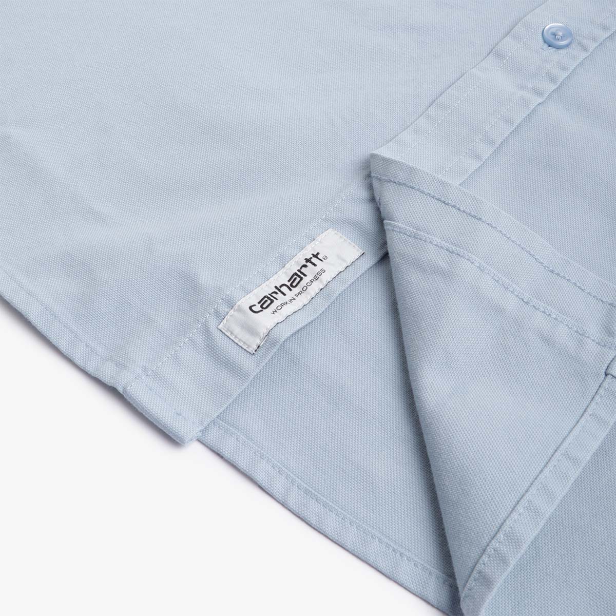 Carhartt WIP Bolton Long Sleeve Shirt, Frosted Blue (Garment Dyed), Detail Shot 4