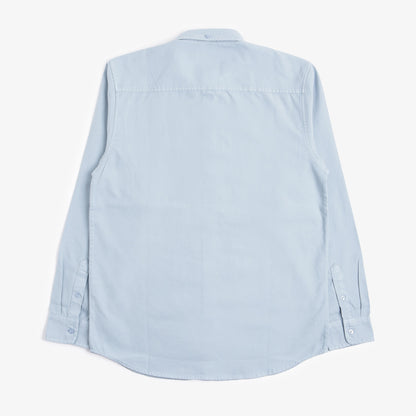 Carhartt WIP Bolton Long Sleeve Shirt, Frosted Blue (Garment Dyed), Detail Shot 5