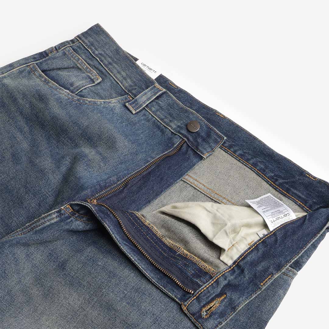 main Carhartt WIP Brandon Pant, Blue Worn Used Wash, Detail Shot 2