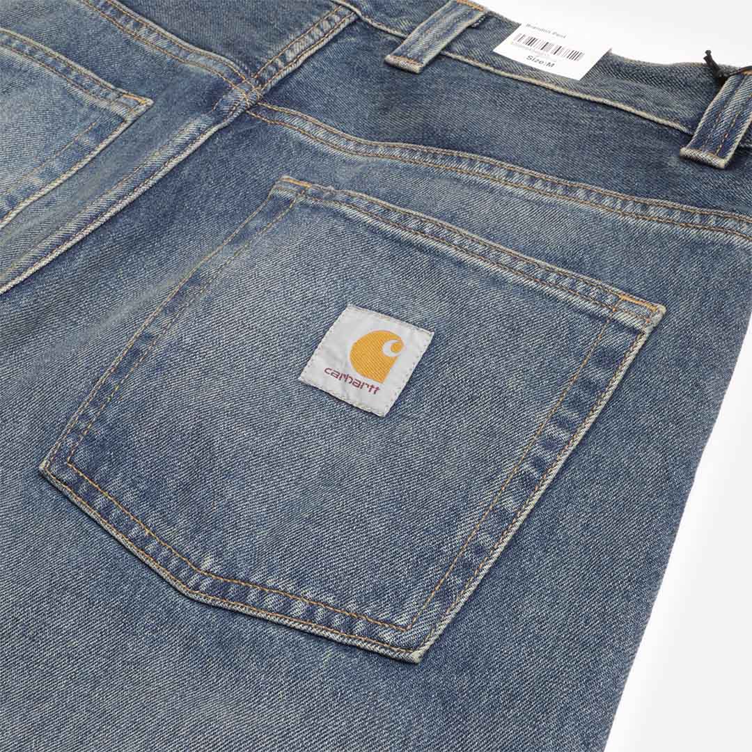 main Carhartt WIP Brandon Pant, Blue Worn Used Wash, Detail Shot 4