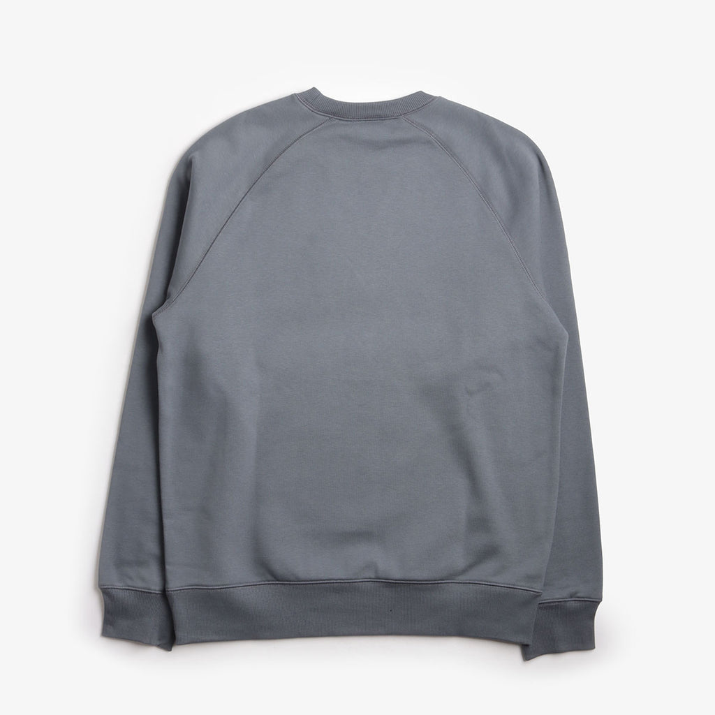 Carhartt WIP Chase Crewneck Sweatshirt, Cozy Blue Gold, Detail Shot 2