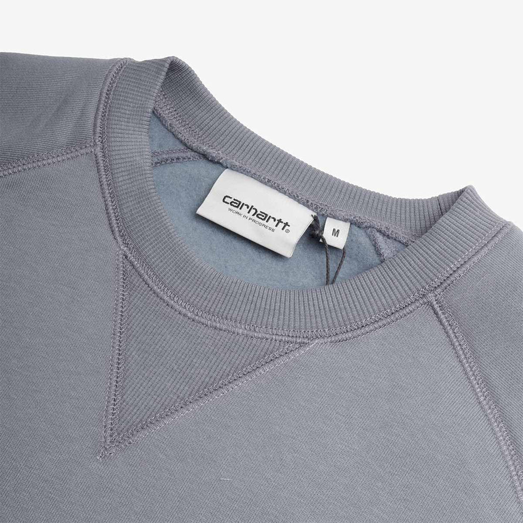 Carhartt WIP Chase Crewneck Sweatshirt, Cozy Blue Gold, Detail Shot 3
