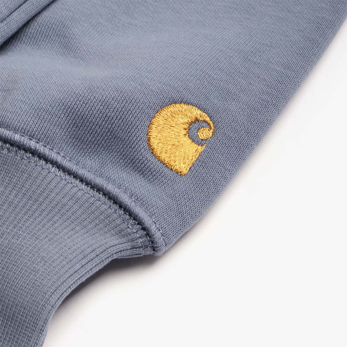 Carhartt WIP Chase Crewneck Sweatshirt, Angelite Gold, Detail Shot 4