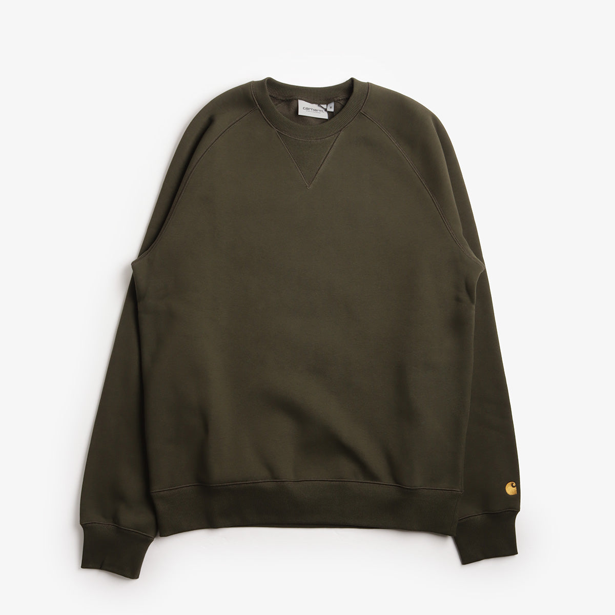 Carhartt WIP Chase Crewneck Sweatshirt, Olive Gold, Detail Shot 1
