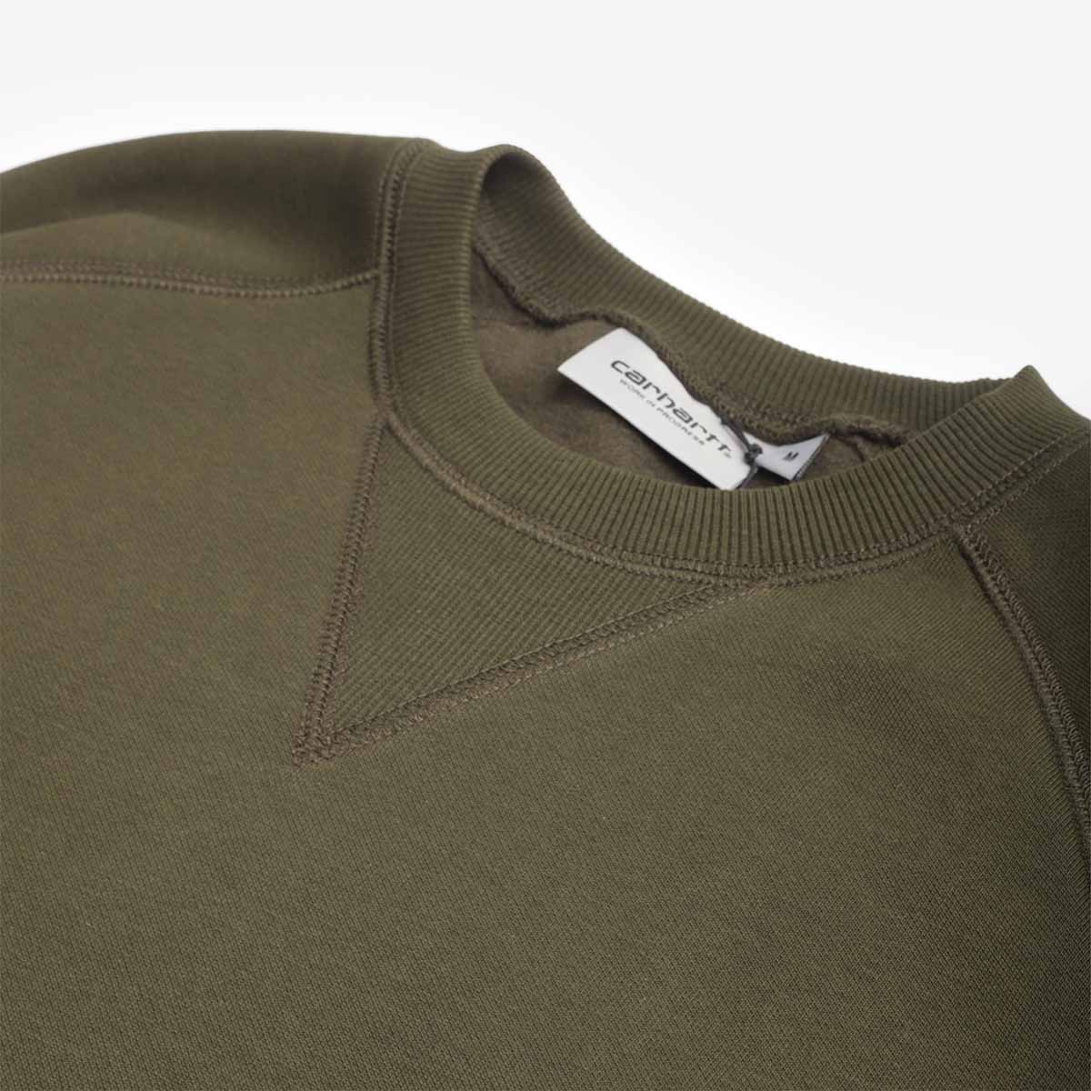 Carhartt WIP Chase Crewneck Sweatshirt, Olive Gold, Detail Shot 4