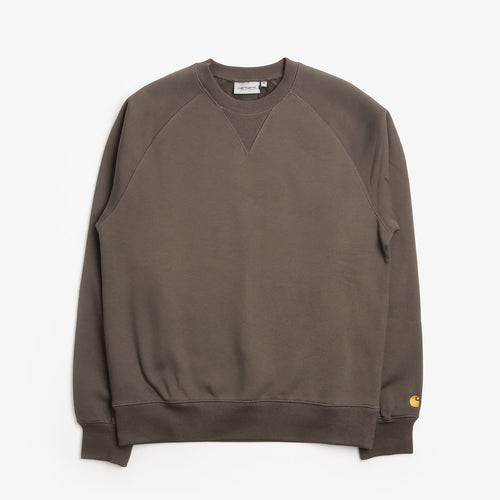 Carhartt WIP Chase Crewneck Sweatshirt in Shungite Gold, front view
