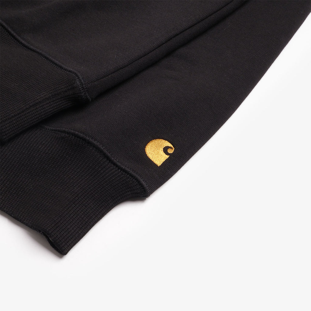 Embroidered gold Carhartt C logo on black ribbed cuff