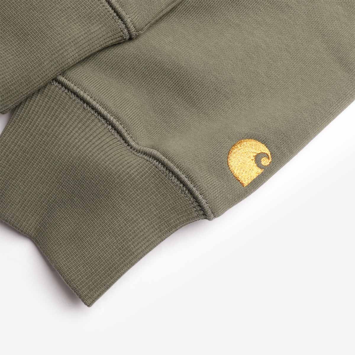 Carhartt WIP Chase Crewneck Sweatshirt, Leaf Gold, Detail Shot 4