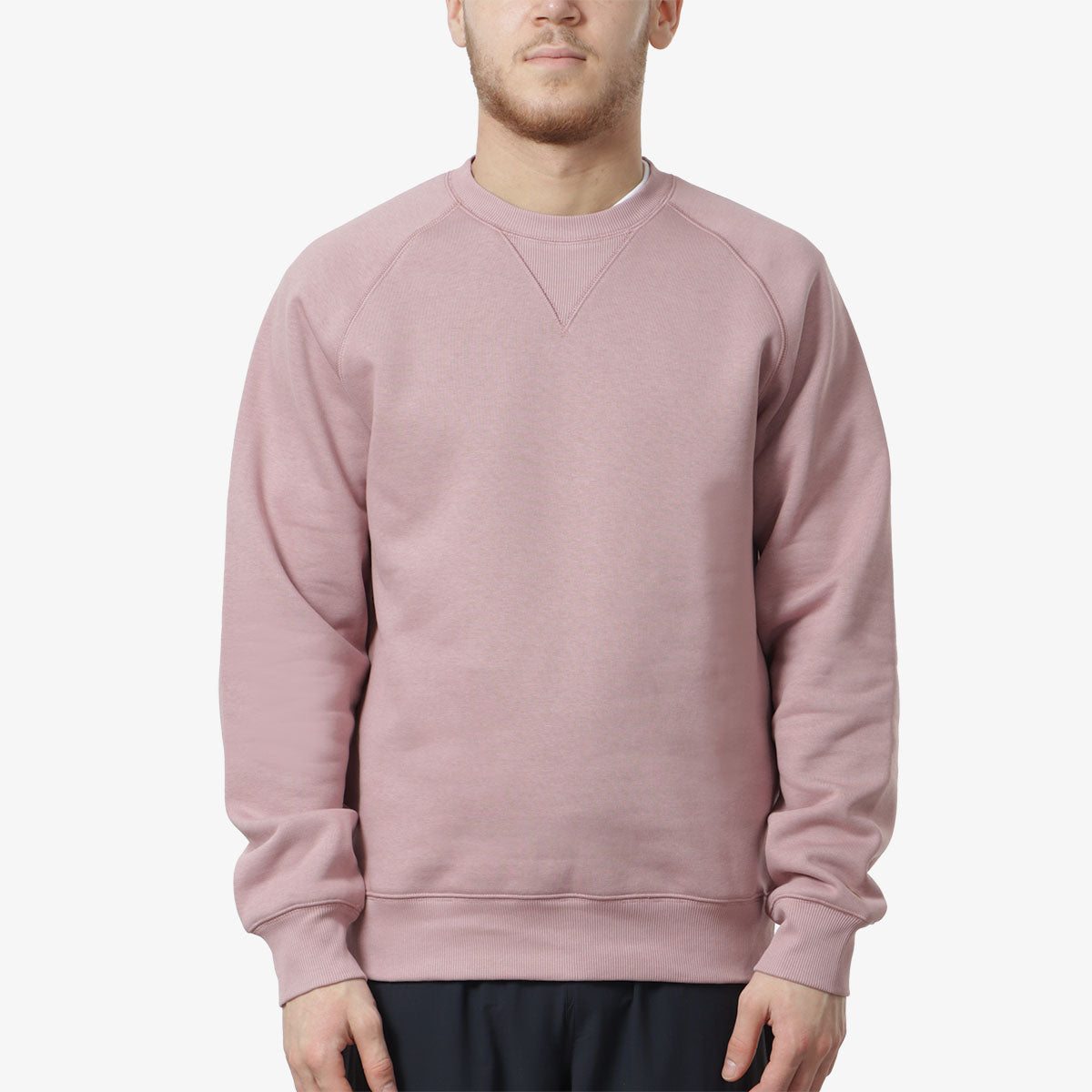 Carhartt WIP Chase Crewneck Sweatshirt, Glassy Pink Gold, Detail Shot 1