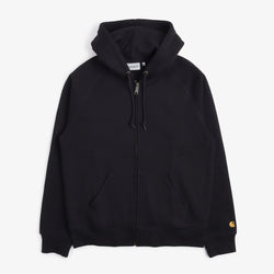 thumbnail Carhartt WIP Chase Full Zip Hoodie, Black/Gold, Detail Shot 4