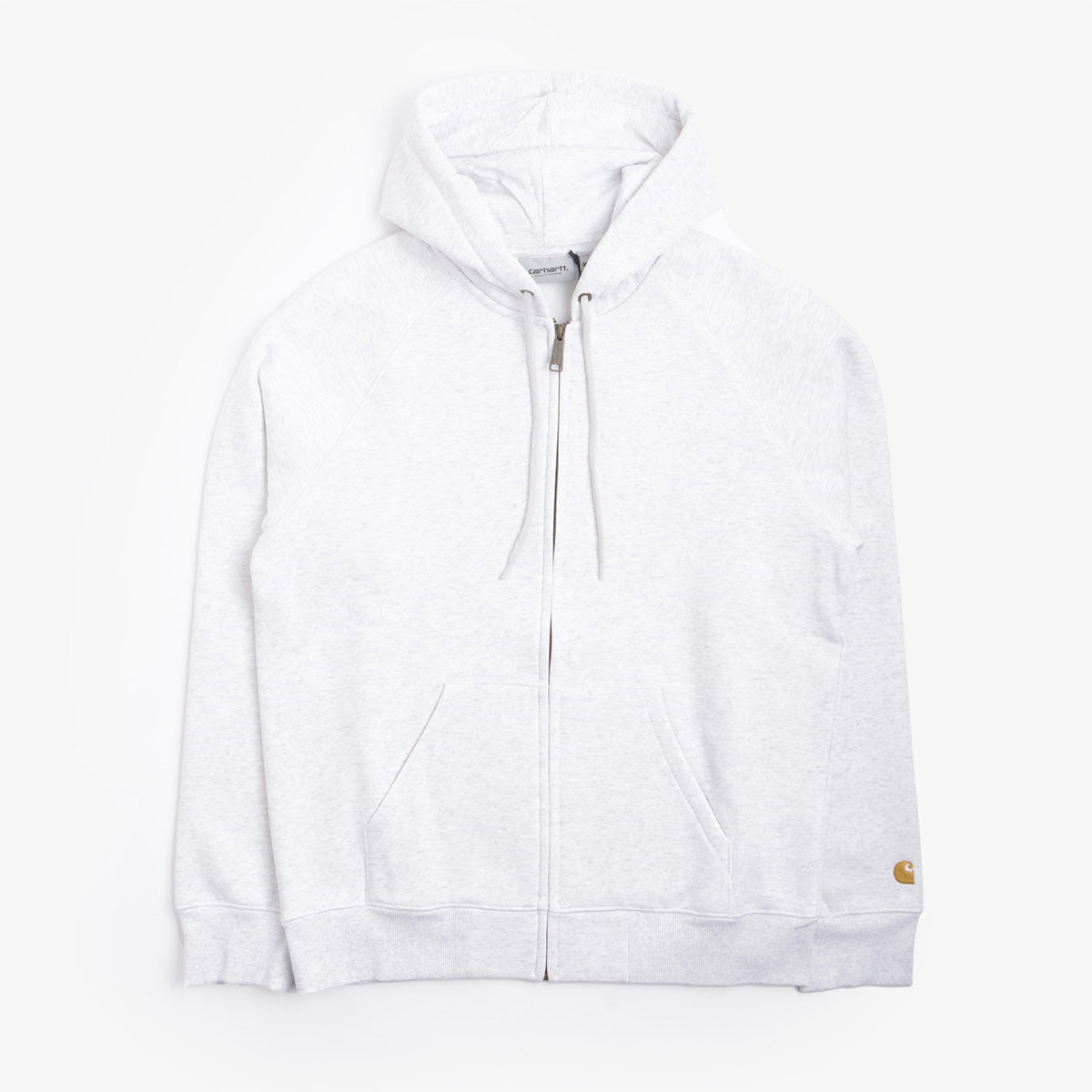 Carhartt WIP Chase Full Zip Hoodie, Ash Heather Gold, Detail Shot 6