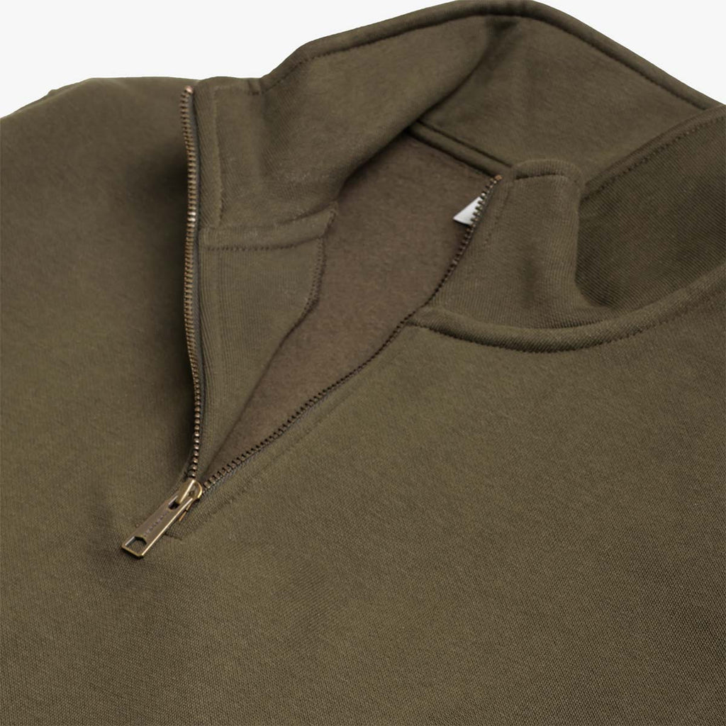 Carhartt WIP Chase Neck Zip Sweatshirt, Olive Gold, Detail Shot 4