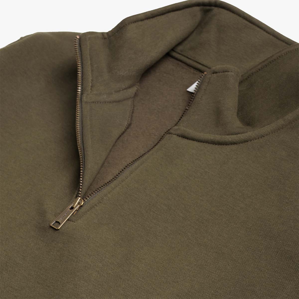 Carhartt WIP Chase Neck Zip Sweatshirt, Olive Gold, Detail Shot 4