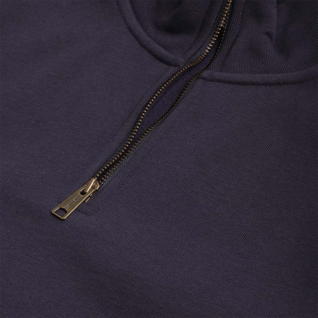 Carhartt WIP Chase Neck Zip Sweatshirt, Dark Navy Gold, Detail Shot 3