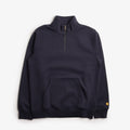 Carhartt WIP Chase Neck Zip Sweatshirt, Dark Navy Gold, Detail Shot 1