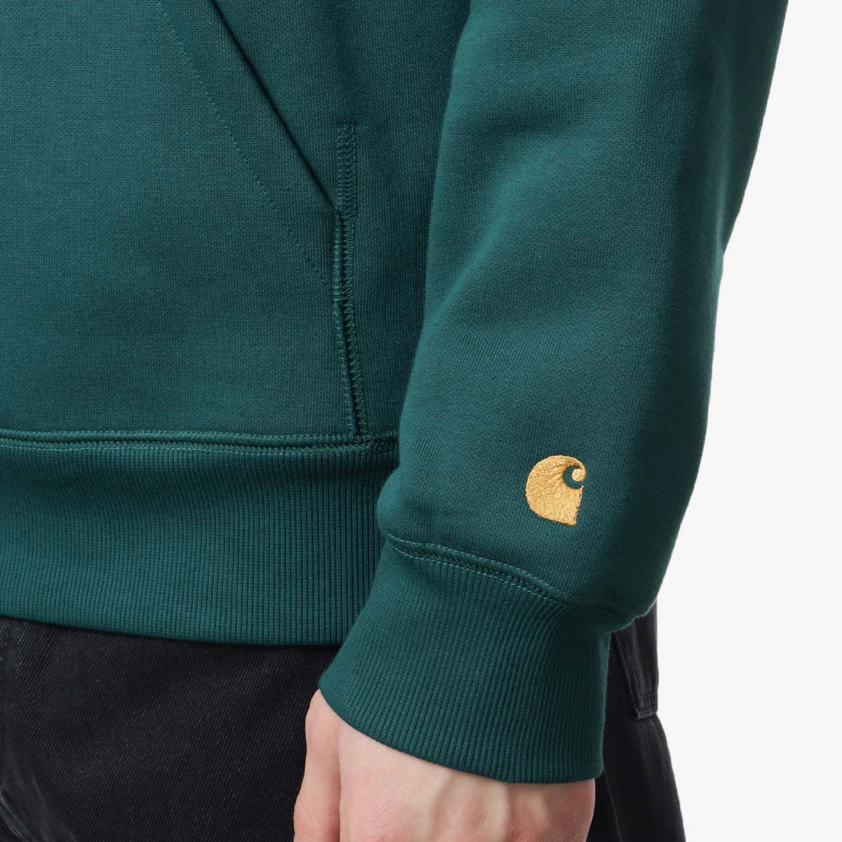 Carhartt WIP Chase Pullover Hoodie, Chervil Gold, Detail Shot 3