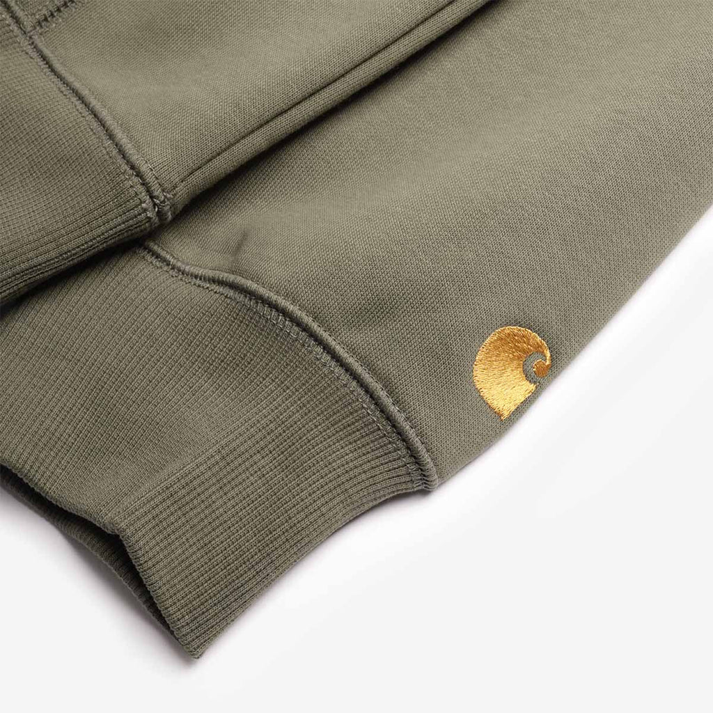 Carhartt WIP Chase Pullover Hoodie, Leaf Gold, Detail Shot 4