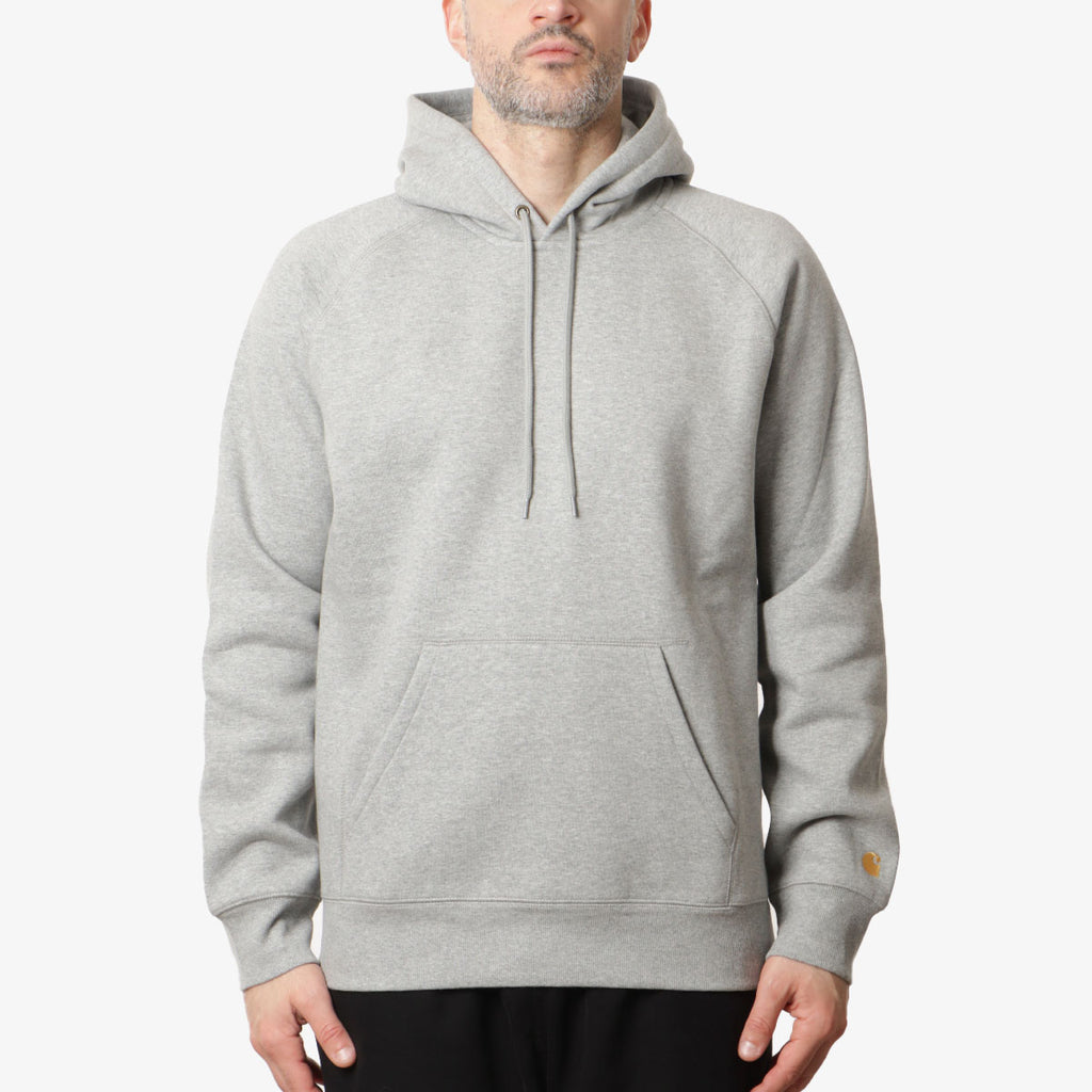 Carhartt WIP Chase Pullover Hoodie, Grey Heather Gold, Detail Shot 1