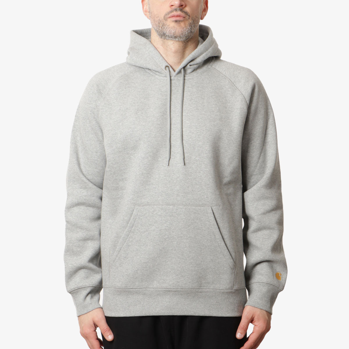 Carhartt WIP Chase Pullover Hoodie, Grey Heather Gold, Detail Shot 1