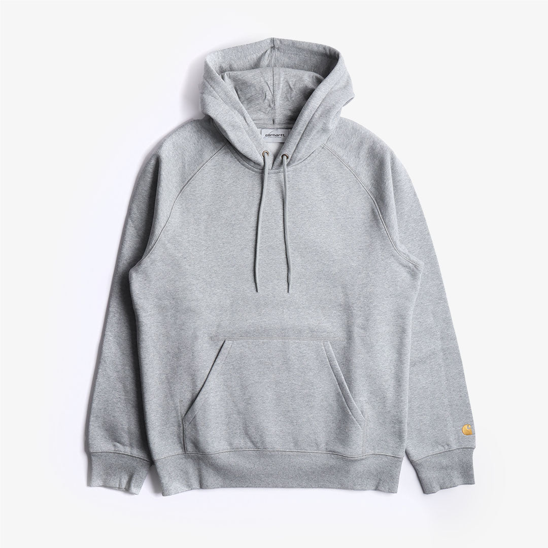 Carhartt WIP Chase Pullover Hoodie, Grey Heather Gold, Detail Shot 1