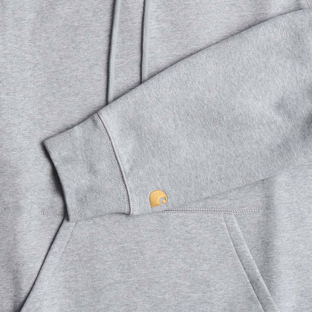 Carhartt WIP Chase Pullover Hoodie, Grey Heather Gold, Detail Shot 2