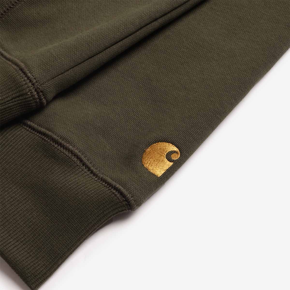 main Carhartt WIP Chase Pullover Hoodie, Olive Gold, Detail Shot 3
