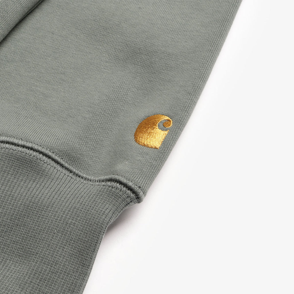 Carhartt WIP Chase Pullover Hoodie, Velvet Green Gold, Detail Shot 2