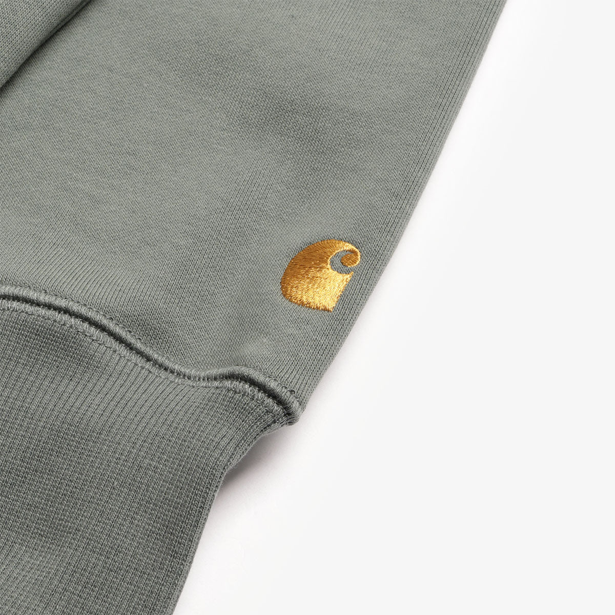Carhartt WIP Chase Pullover Hoodie, Velvet Green Gold, Detail Shot 2