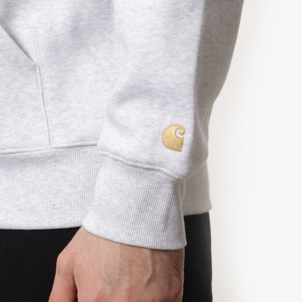 Carhartt WIP Chase Pullover Hoodie, Ash Heather Gold, Detail Shot 3