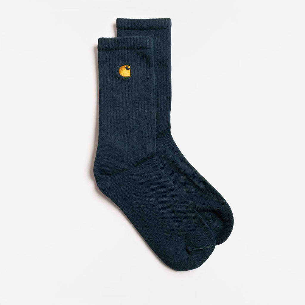 Carhartt WIP Chase Socks, Deep Lagoon Gold, Detail Shot 2