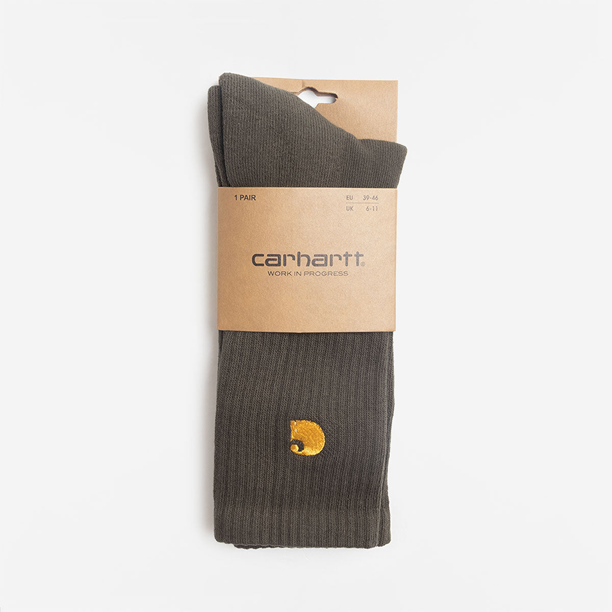 main Carhartt WIP Chase Socks, Olive Gold, Detail Shot 1