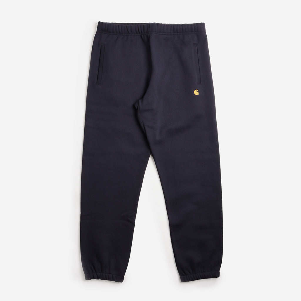 Carhartt WIP Chase Sweat Pant, Dark Navy Gold, Detail Shot 1