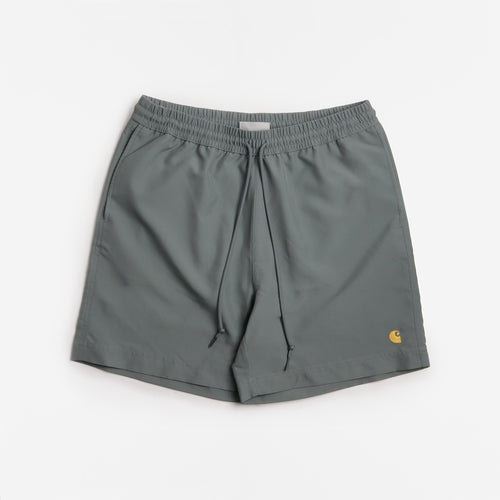 Carhartt WIP Chase Swim Shorts, Velvet Green Gold, Detail Shot 1