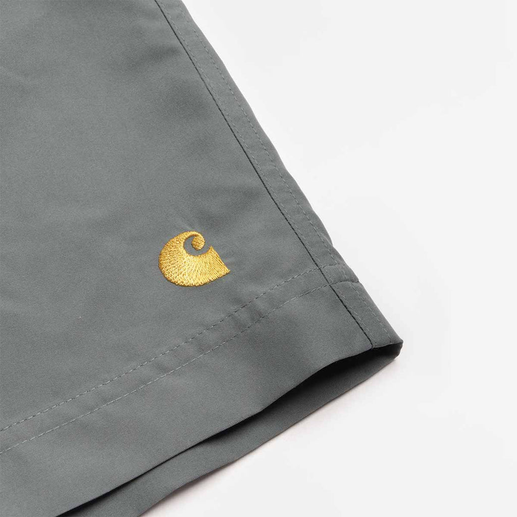 Carhartt WIP Chase Swim Shorts, Velvet Green Gold, Detail Shot 5