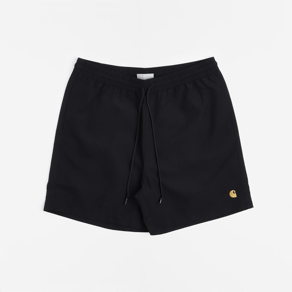 Carhartt WIP Chase Swim Shorts, Black Gold, Detail Shot 1