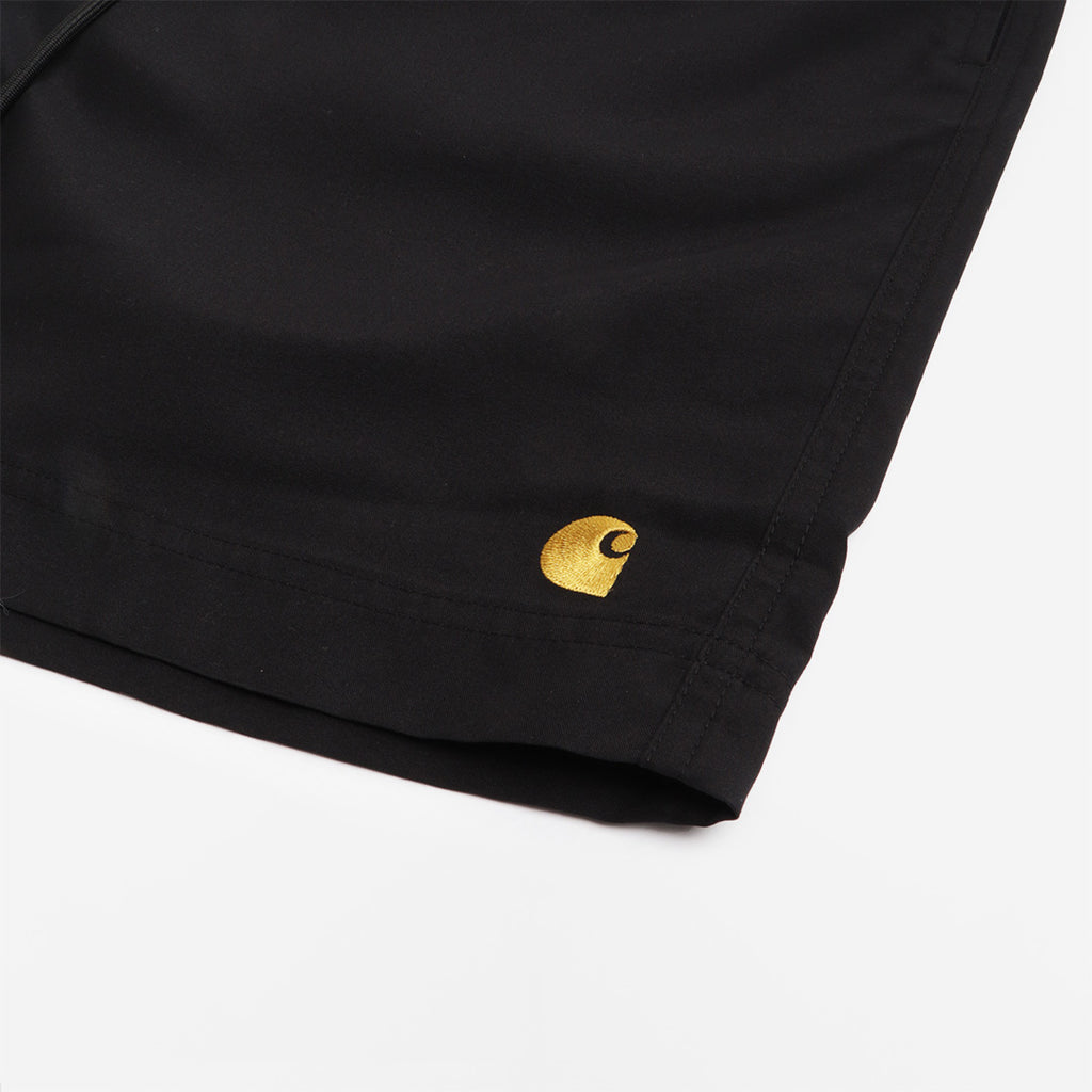Carhartt WIP Chase Swim Shorts, Black Gold, Detail Shot 2