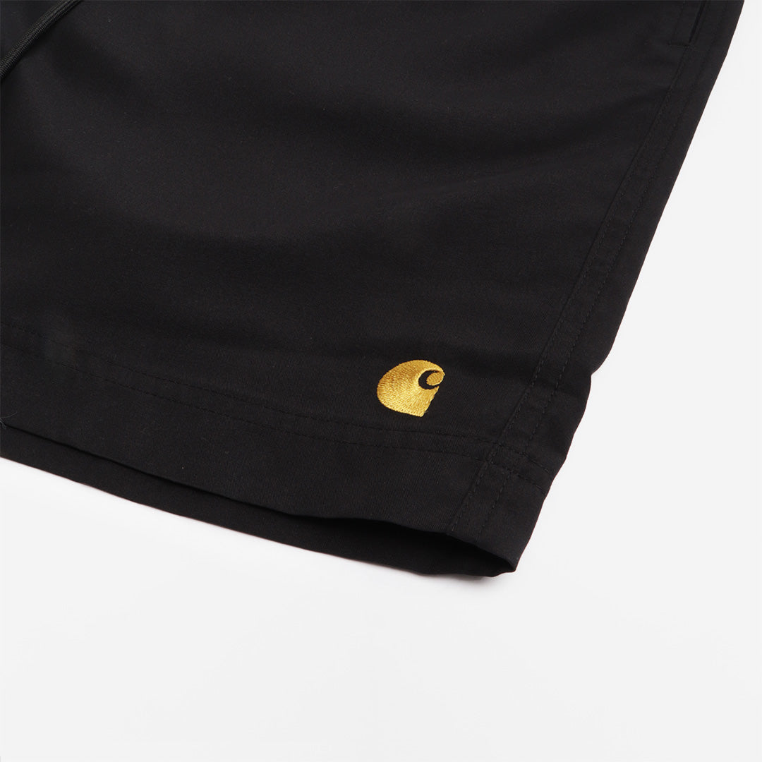 Carhartt WIP Chase Swim Shorts, Black Gold, Detail Shot 2