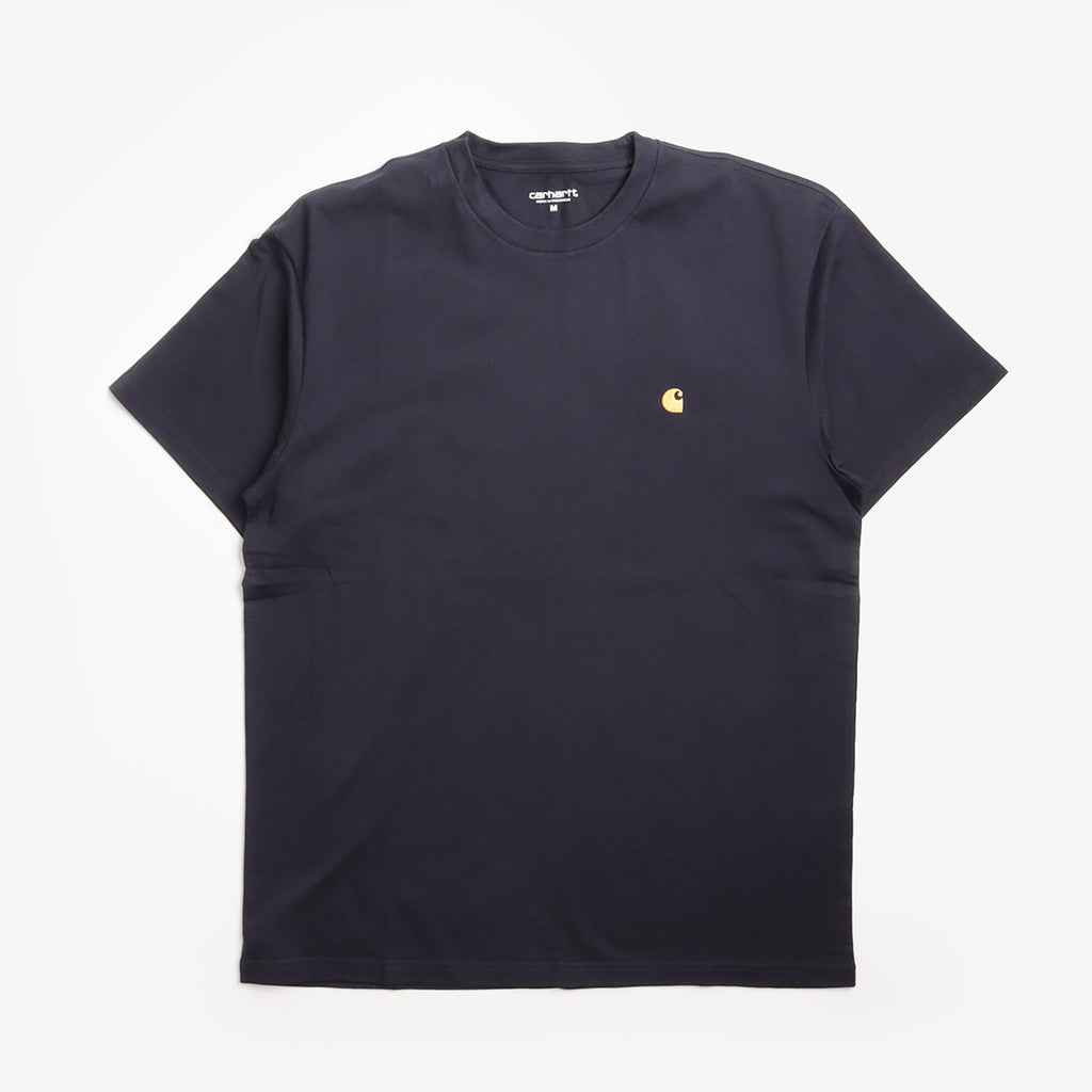 Carhartt WIP Chase T-Shirt in Dark Navy Gold, front view