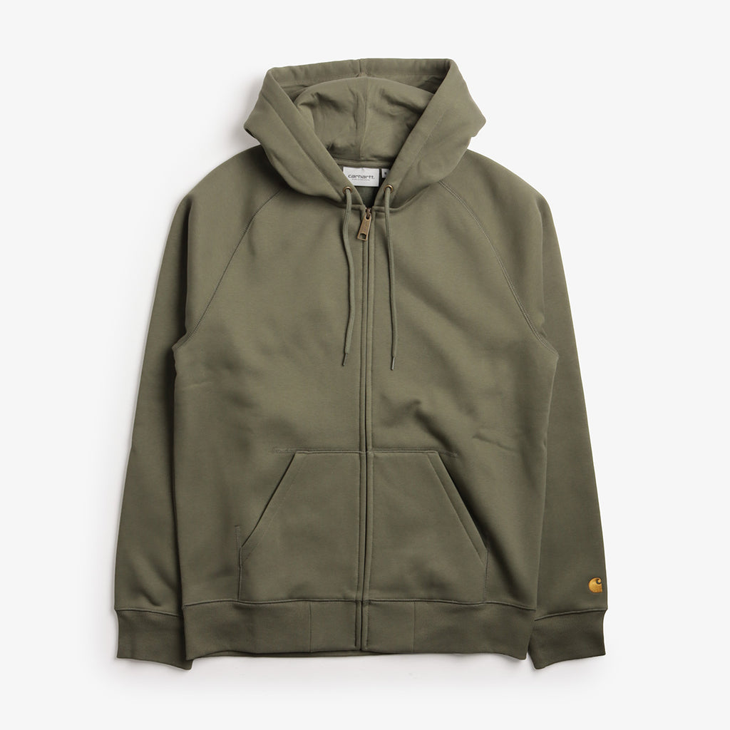 Carhartt WIP Chase Zip Hoodie, Leaf Gold, Detail Shot 1