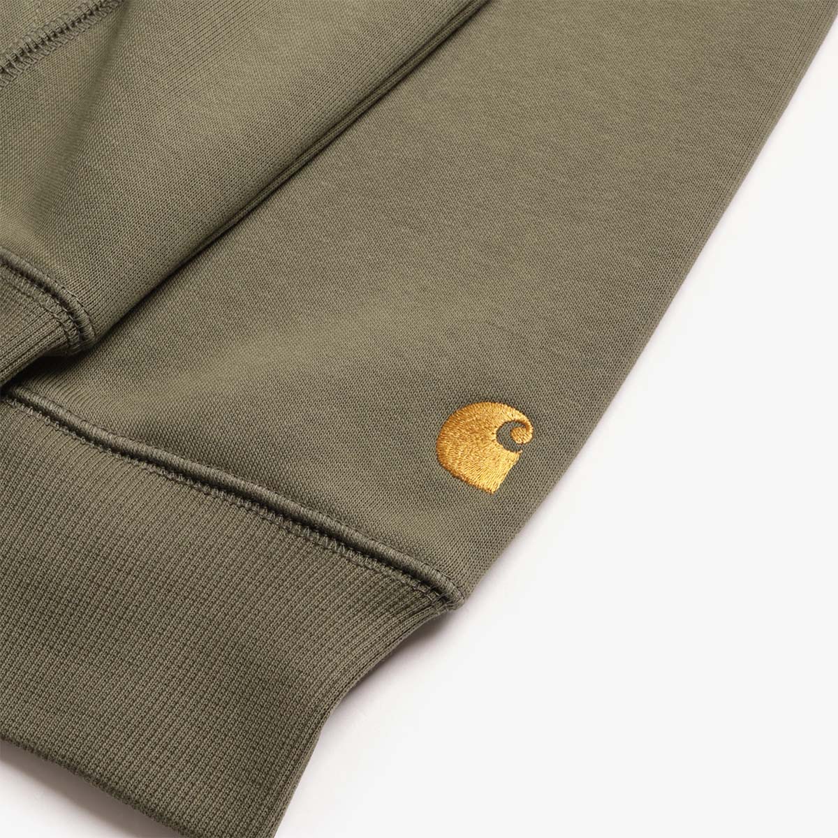 main Carhartt WIP Chase Zip Hoodie, Leaf Gold, Detail Shot 2
