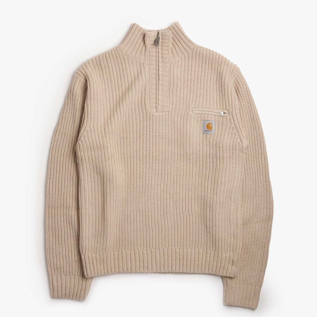 Carhartt WIP Detroit Half Zip Sweater, Fleur De Sel, Detail Shot 1