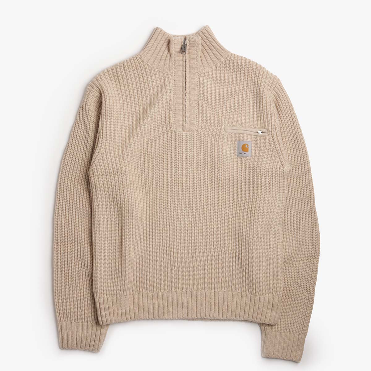 main Carhartt WIP Detroit Half Zip Sweater, Fleur De Sel, Detail Shot 1