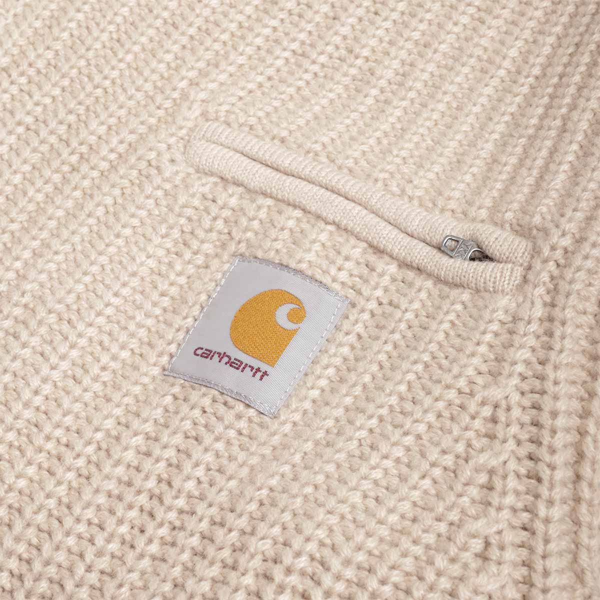 main Carhartt WIP Detroit Half Zip Sweater, Fleur De Sel, Detail Shot 4