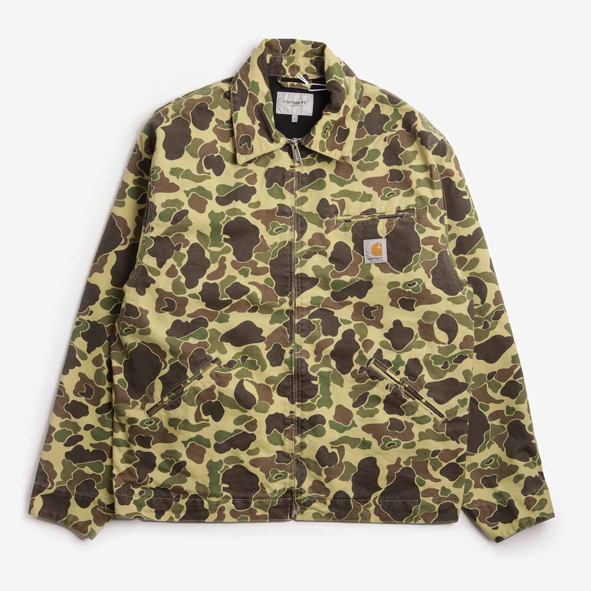 main Carhartt WIP Duck Detroit Jacket, Camo Duck  Green (Stone Washed), Detail Shot 1