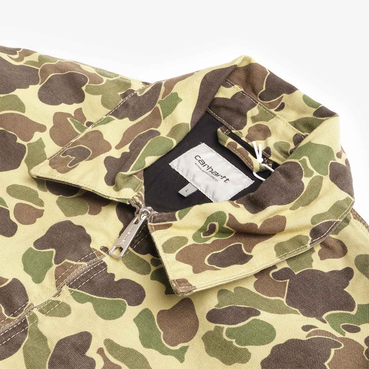 Carhartt WIP Duck Detroit Jacket, Camo Duck  Green (Stone Washed), Detail Shot 4