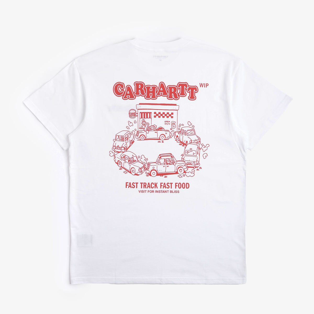 Carhartt WIP Fast Food T-Shirt, White Red, Detail Shot 1