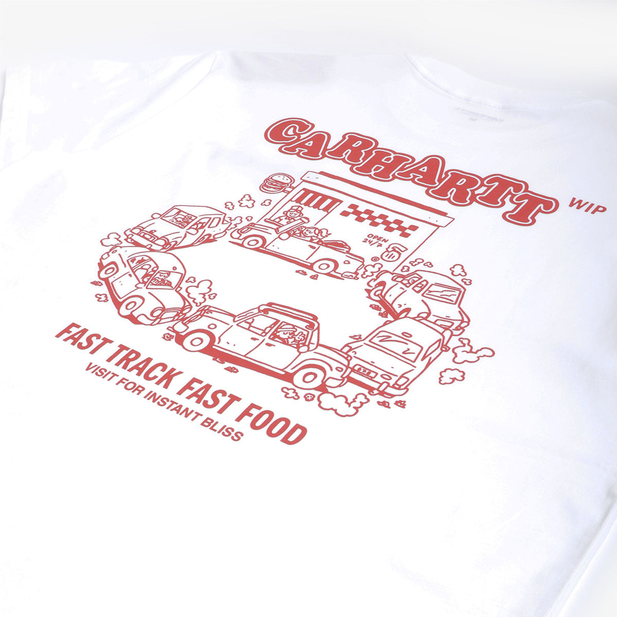 Carhartt WIP Fast Food T-Shirt, White Red, Detail Shot 4